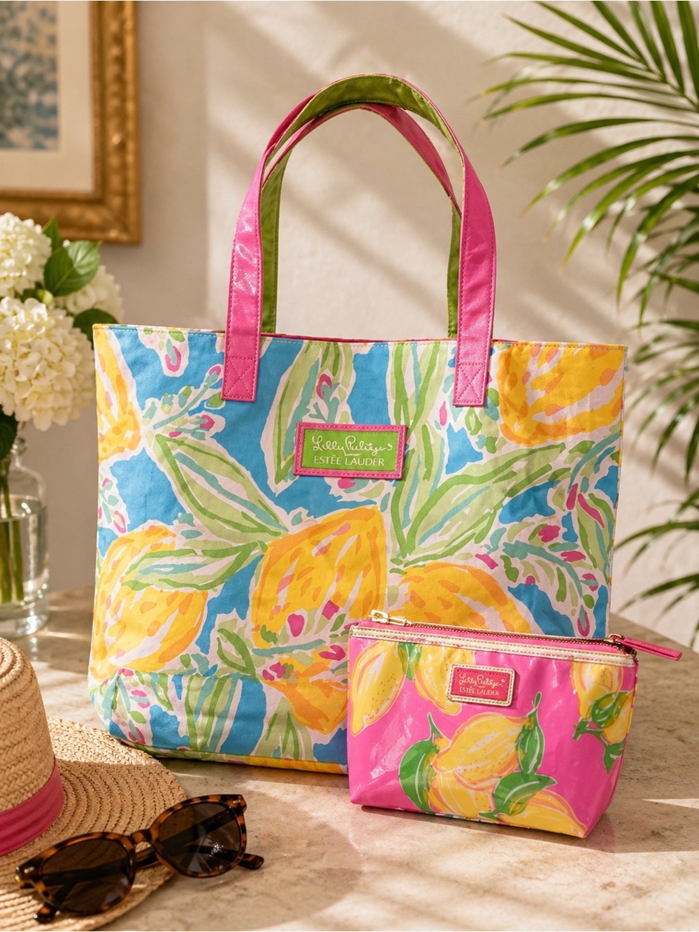 Lilly Pulitzer x Estée Lauder Tote + Cosmetic Bag Set